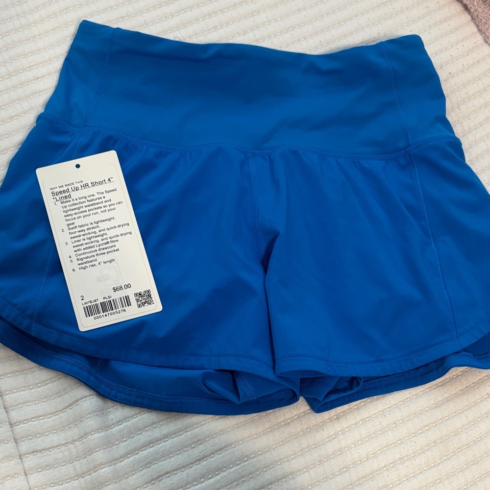 Lululemon poolside Blue speed up HR shorts 4”